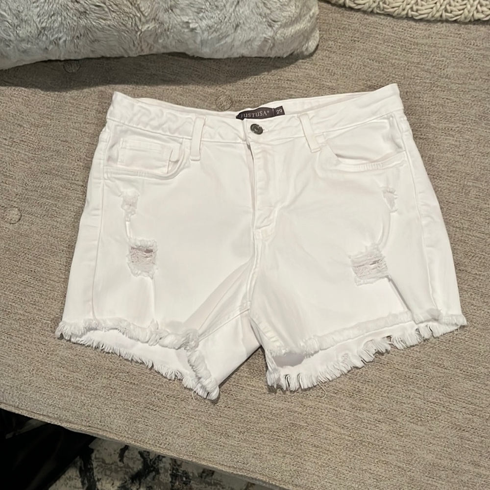 Just U.S.A White Jean Shorts